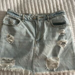 Blue denim skirt